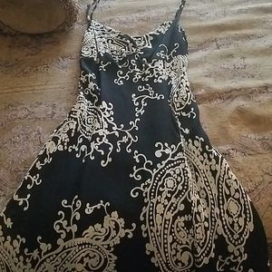 Black and white thin straps dress